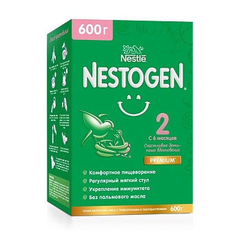 Смесь молочная NESTOGEN 2 сухая с пребиотиками с 6 мес.600г картон