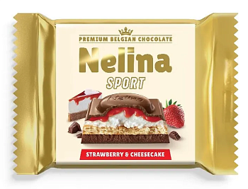 Шоколад NELLY Nelina Premium Sport молочный с нач со вкусом сыра и клубники, и печеньем 55г