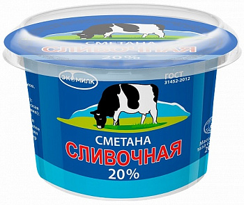 Сметана Экомилк Сливочная 20%  180 г