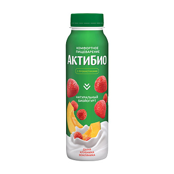 Биойогурт АктиБио питьевой дыня-клубника-земляника  1,5% 260г без ЗМЖ