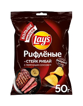 Чипсы LAYS Стейк Рибай с перечным соусом 50г