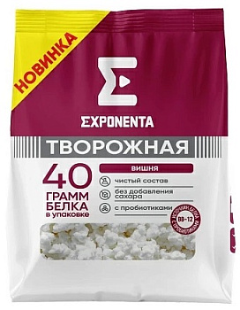 Продукт творожный EXPONENTA обезжиреный кисломолочный  с высоким содержанием белка  вишня 250гр