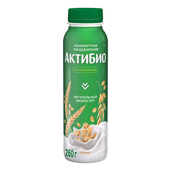 Биойогурт АктиБио питьевой злаки  1,6% 260г без ЗМЖ