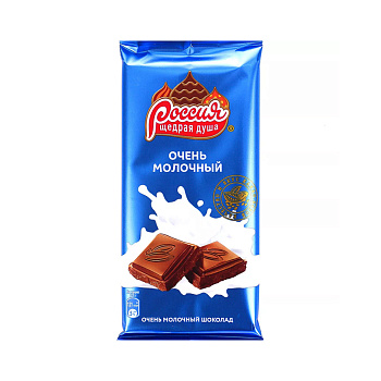 Шоколад РОССИЯ молочный 82/75г