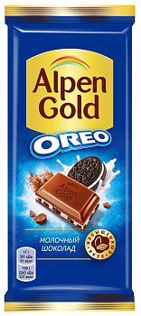 Шоколад ALPEN GOLD OREO молочный с шок.начинкой и кусочками печенья 85г