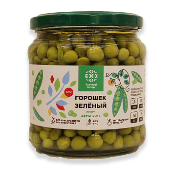 Горошек зеленый ЗЕЛЁНЫЙ БАЗАР ГОСТ в/с ст/б 450г
