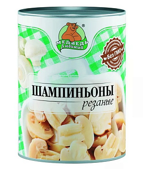 Шампиньоны МЕДВЕДЬ ЛЮБИМЫЙ резаные 850мл ж/б