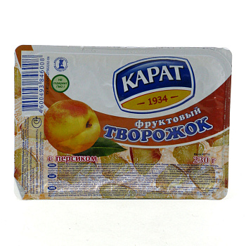Творожок КАРАТ фруктовый персик 9% 230г Продукт без ЗМЖ