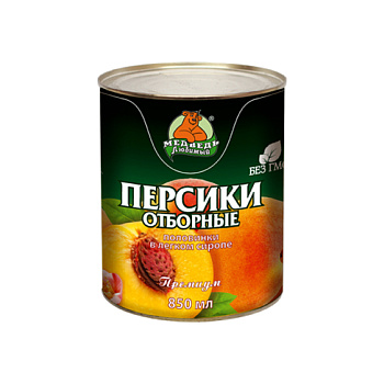 Компот МЕДВЕДЬ ЛЮБИМЫЙ Персики отборные в л/с 850мл ж/б