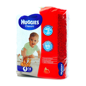 Подгузники HUGGIES Классик №4 7-18кг 14шт