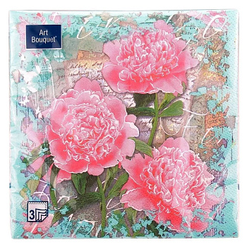 Салфетки бумажные Art Bouquet Пионы и лилии 33*33, 3сл, 20шт