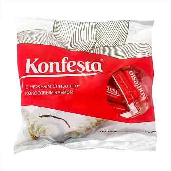 Конфеты КОНФЕСТА с кокосовой  начинкой 180 гр пакет