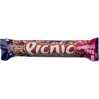 Батончик шоколадный PICNIC Грецкий орех 52г Кэдбери