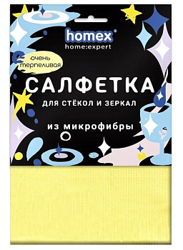Салфетка ХОМИКС из микрофибры для стекол и зеркал