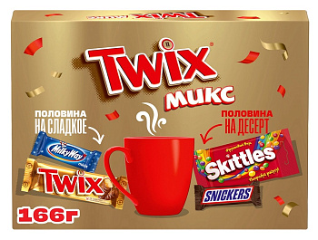 Подарочный набор кондитерских изделий Твикс Микс конверт Весна 166г