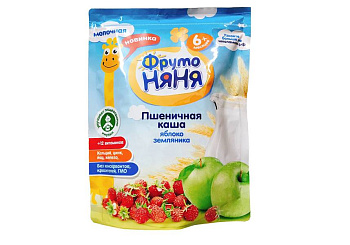 Каша ФРУТОНЯНЯ мол. пшеничная с ябл/земл с 6мес 200г пауч 