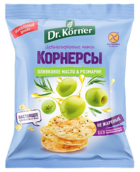 Чипсы Dr.Korner цельнозерновые Кукурузно рисовые с оливковым маслом и розмарином 50г