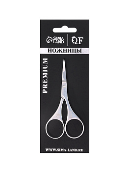 Ножницы маникюр PREMIUM узкие загнутые 9*4,3см серебр круглые кольца блистер QF 4103681
