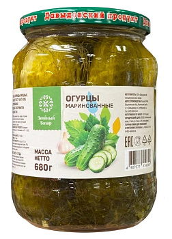 Огурцы ЗЕЛЁНЫЙ БАЗАР маринованные ГОСТ 1с 680гр