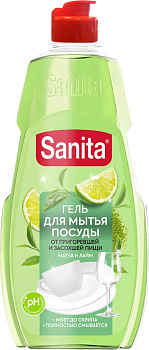 Гель д/мытья посуды от засохшей пищи и жира САНИТА Матча+лайм 450г.