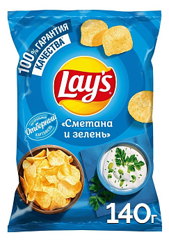Чипсы LAYS 140г сметана/зелень