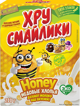 Хлопья кукурузные Хрусмайлики Honey медовые 200г