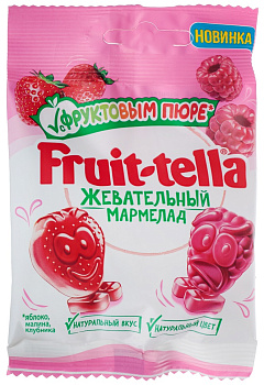 Мармелад жевательный ФРУТЕЛЛА с фруктовым пюре и вкусами клубники 36 г