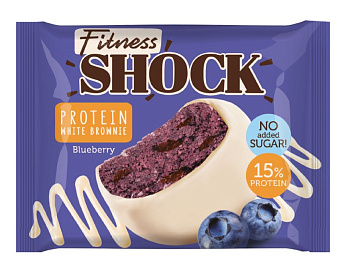 Бисквит FitnesShock протеиновый Брауни Черника в белом шоколаде 50г