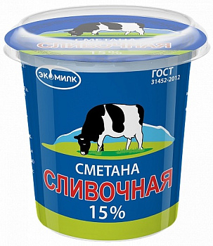 Сметана Экомилк Сливочная 15% 300 г