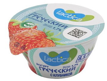 Йогурт греческий LACTICA двухслойный клубника 1,7% 130г без ЗМЖ