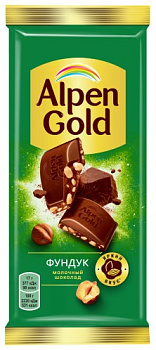 Шоколад ALPEN GOLD молочный с фундуком 80г/85г