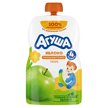 Пюре АГУША яблоко с 4мес 90г д/п