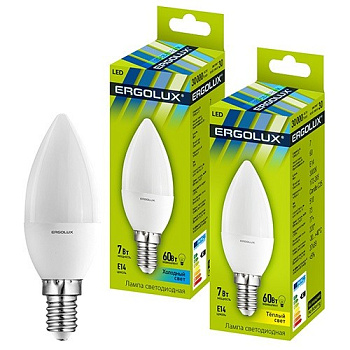 Лампы светодиод Ergolux  LED-С35-7W-E14-4K 7Вт Е14 4500К Свеча 60Вт