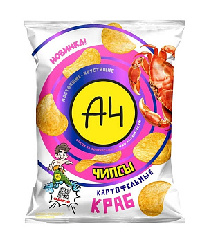 Чипсы А4 картофельные со вкусом краба 50г