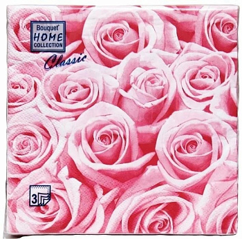 Салфетки Букетик из роз 3-хсл,12л Home Coll. Сlassic