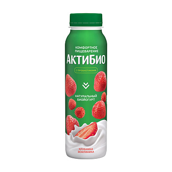 Биойогурт АктиБио питьевой клубника-земляника 1,5% 260г без ЗМЖ