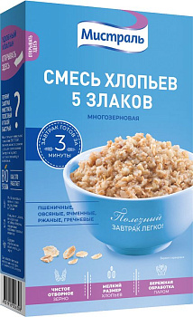 Хлопья МИСТРАЛЬ 5 злаков б/п 400 г