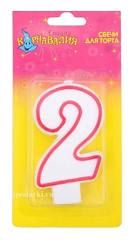 Свеча для торта  цифра 2 МИКС арт403512
