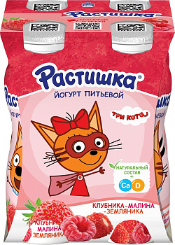 Йогурт Растишка питьевой Клубника малина земляника 1,6% 90г без ЗМЖ