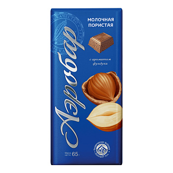 Шоколад АЭРОБАР молочная с ароматом фундука 65г
