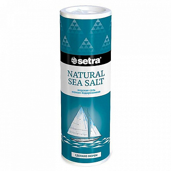 Соль морская SETRA мелкая йодированная 250г солонка