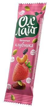 Батончик ОЛ'ЛАЙТ фруктово-ореховый Клубничный 30г